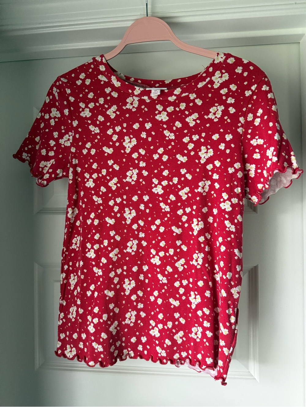 LuLaRoe Kelly Crewneck Red Flower Tee - Medium